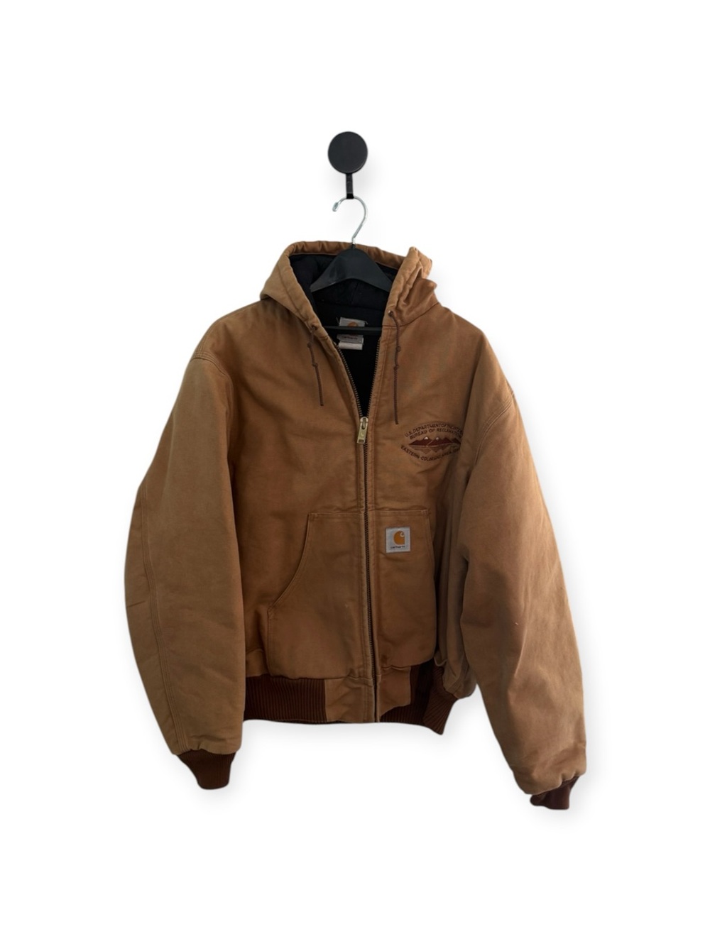 Vintage 1998  Carhartt J04 BRN Quilted Flannel Lined Hooded Active Jacket